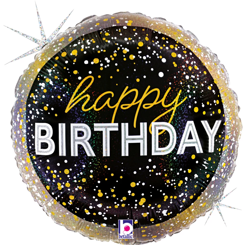 45 cm-es Happy Birthday elegáns pöttyös fólia lufi