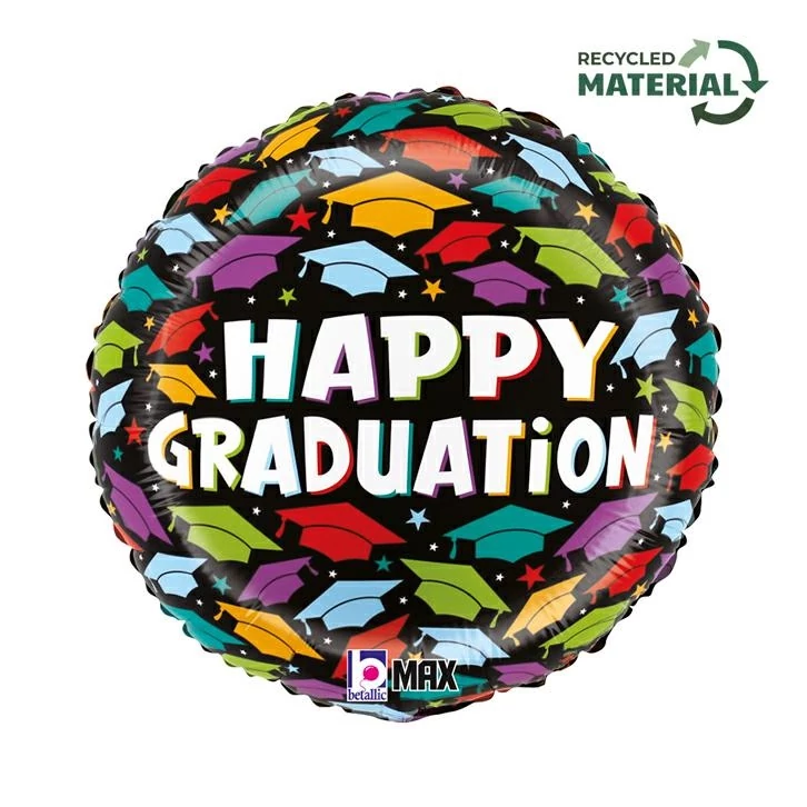 46 cm-es ballagó kalapos Happy graduation fóli alufi
