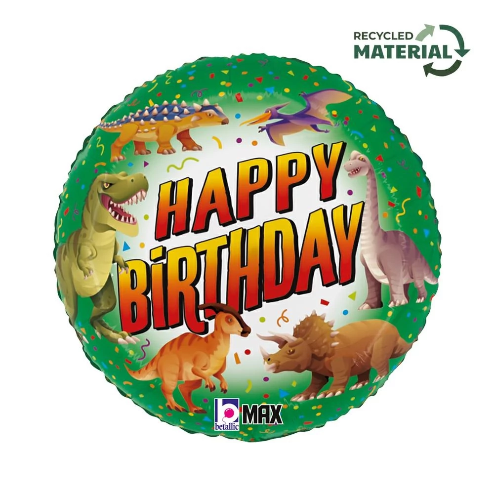46 cm-es dinoszauruszos Happy Birthday fólia lufi