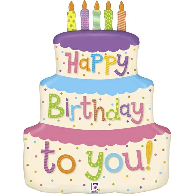 58 cm-es Happy Birthday to you torta alakú fólia lufi
