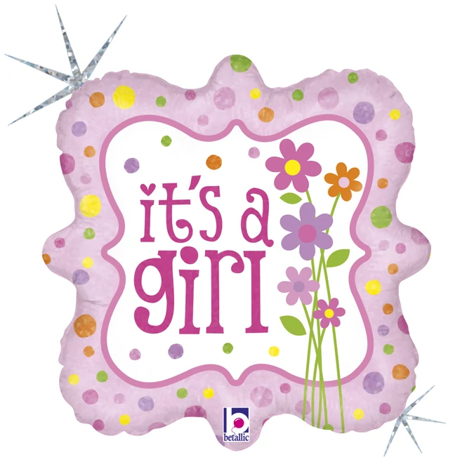 45 cm-es It's a Girl virágos fólia lufi