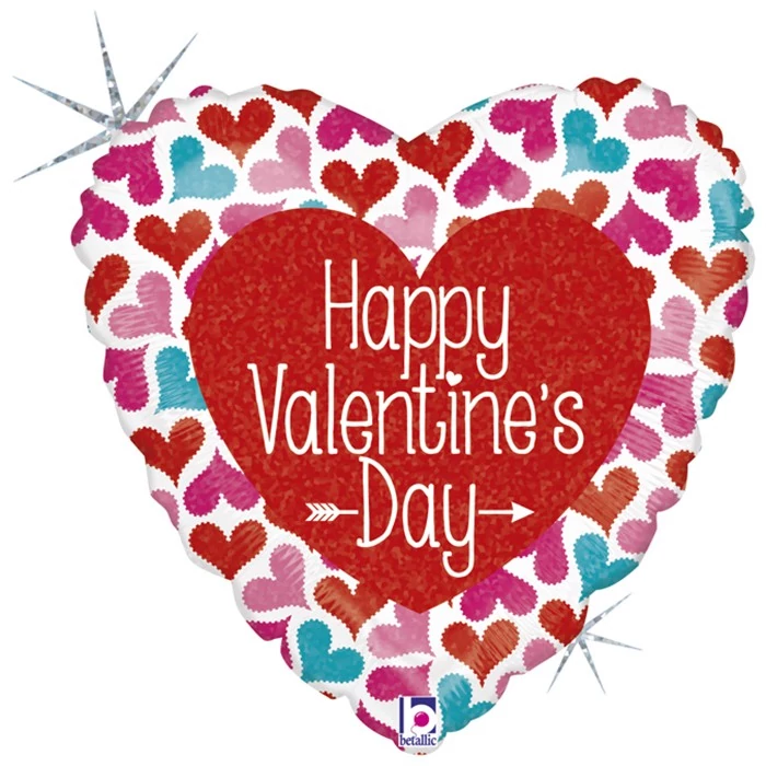 45 cm-es szives happy Valentine's day fólia lufi