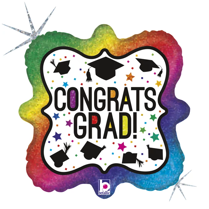 45 cm-es Congrats Grad! feliratú, hologrammos forma fólia lufi