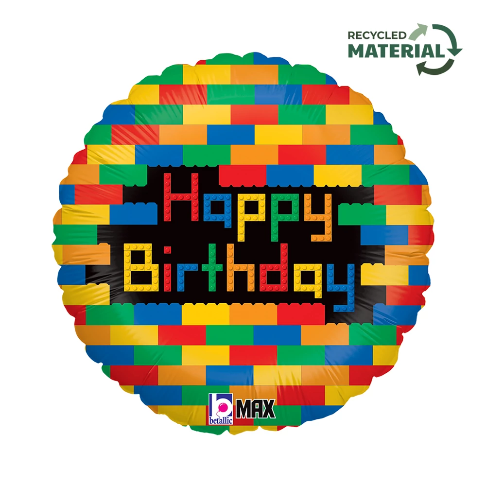 45 cm-es Happy Birthday Block party fólia lufi