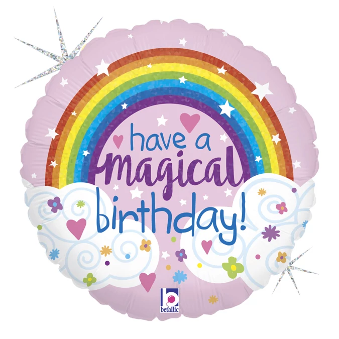 46 cm-es Have a Magical Birthday feliratú glitteres, hologrammos fólia lufi