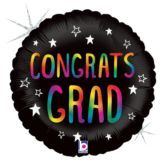 45 cm-es Congrats Grad szivárványos fólia lufi