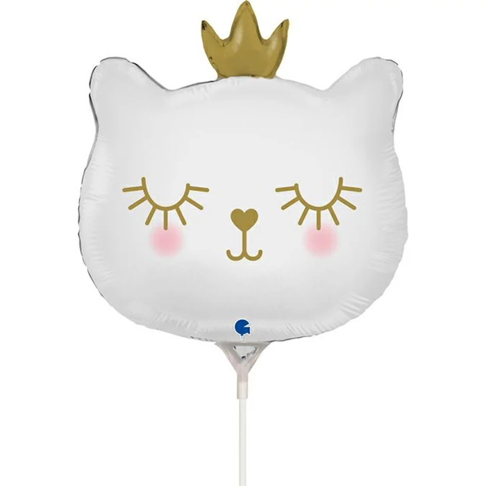 35 cm-es Cat princess - fehér fólia lufi