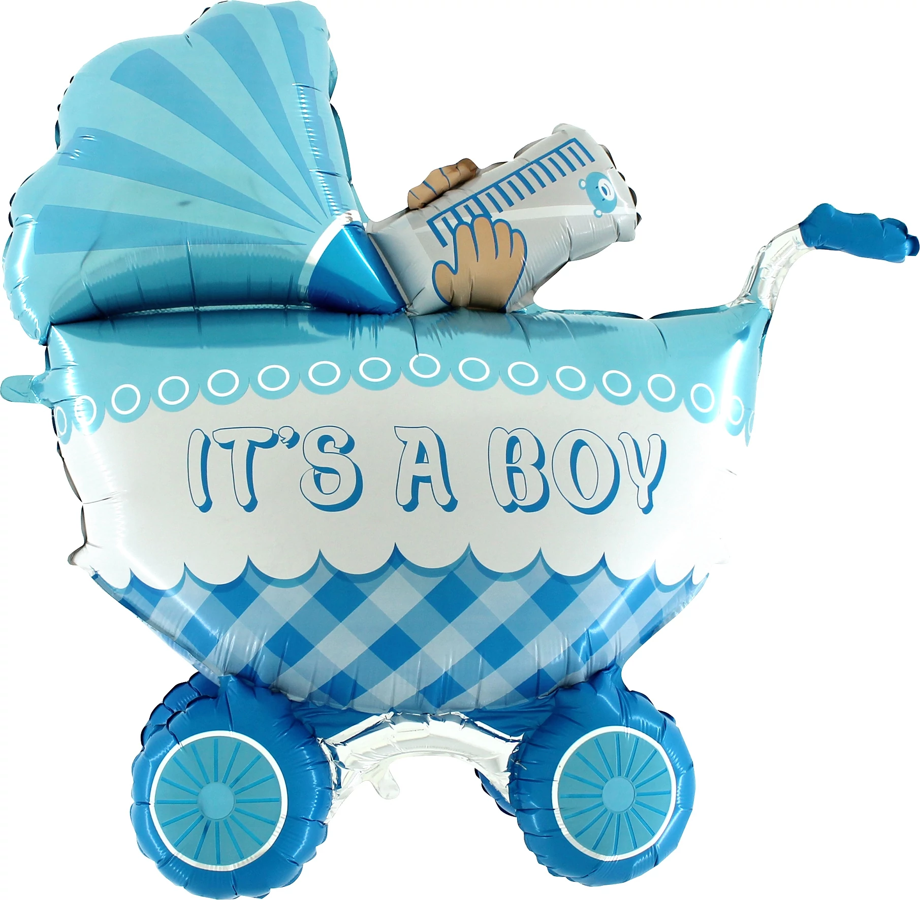 84 cm-es It's a Boy világoskék babakocsi fólia lufi