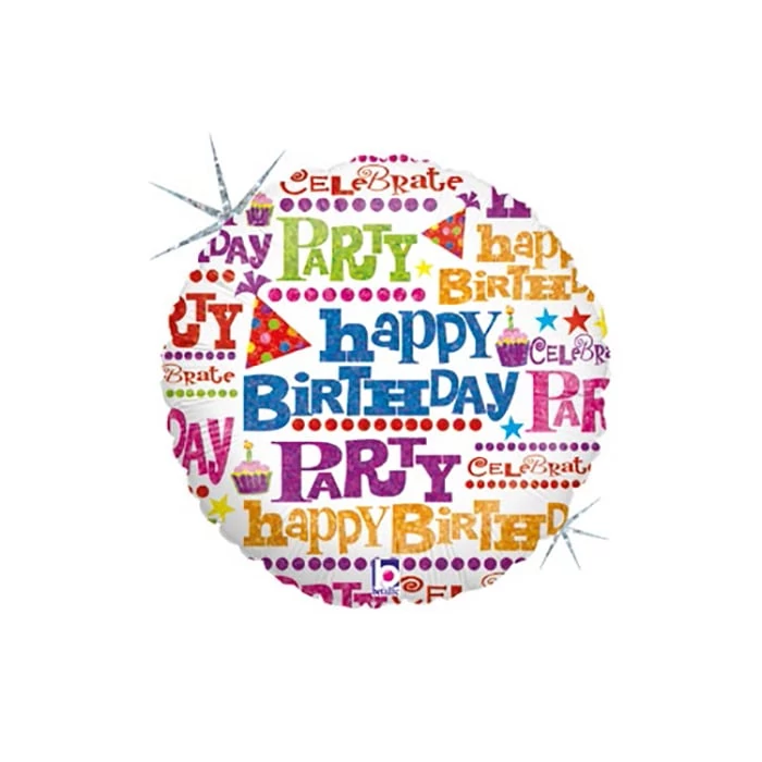 23 cm-es Happy Birthday retro fólia lufi