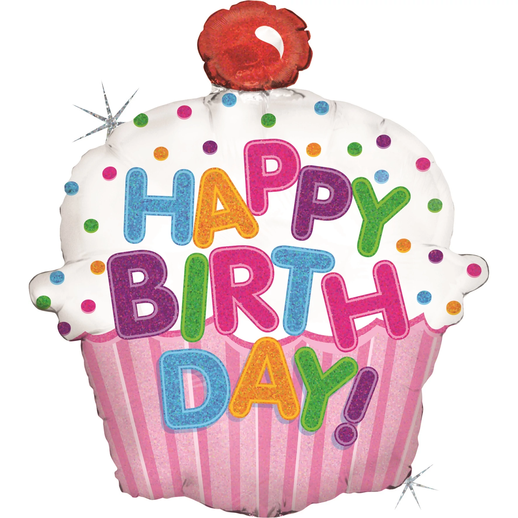 61 cm-es Happy Birthday pink muffin fólia lufi