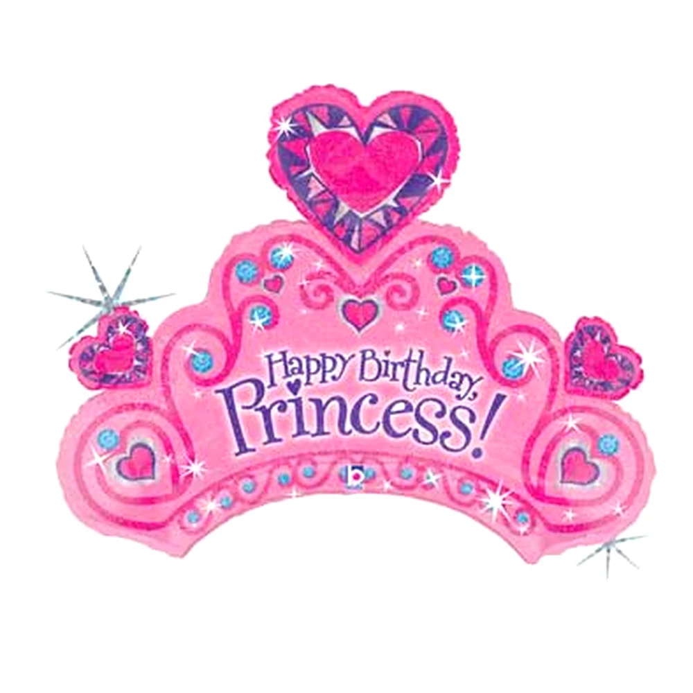 SuperShape - Tiara alakú fólia lufi Happy Birthday Princess! felirattal