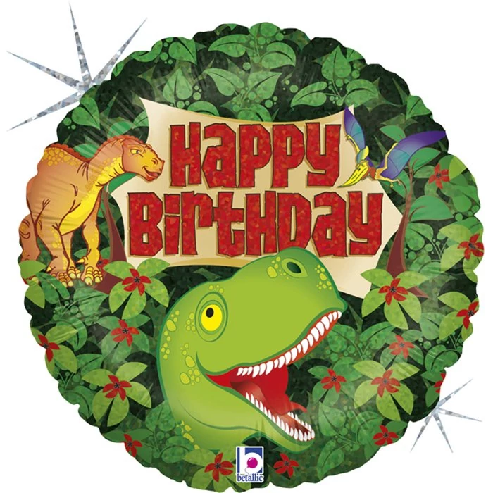 45 cm-es hologramos dinós Happy Birthday fólia lufi