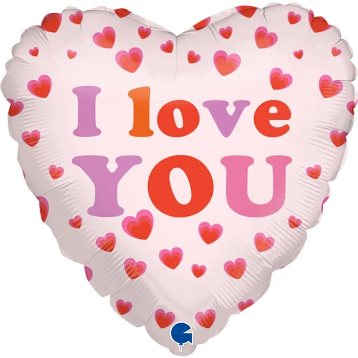 23 cm-es I Love You szívekkel - szív fólia lufi