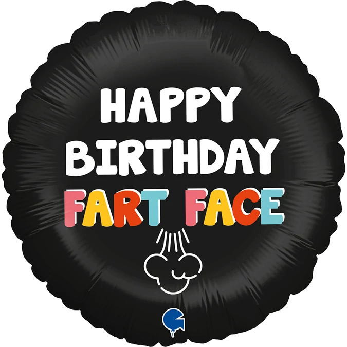 45 cm-es Happy Birthday Fart Face fólia lufi