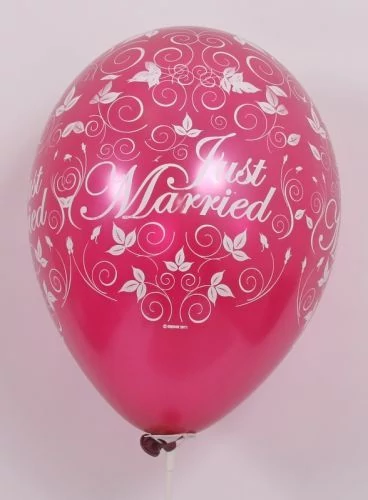 30 cm-es Just Married prl bordó printelt léggömb 10db/cs.