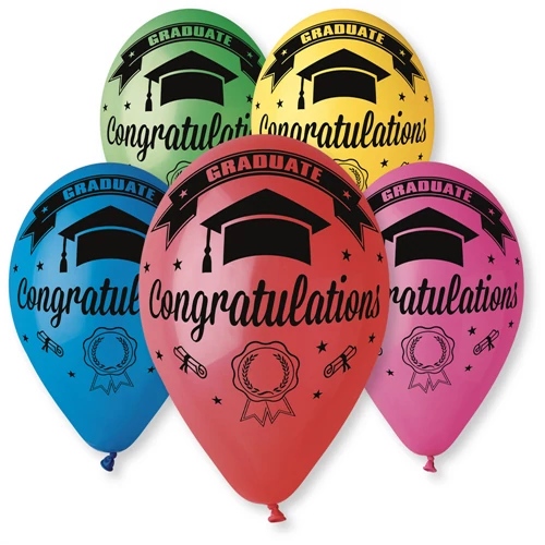 30 cm-es Congratulations graduate ballagásra printelt léggömb - 10 db / csomag