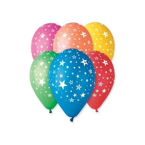 30 cm-es csillagos printelt léggömb, 10 db