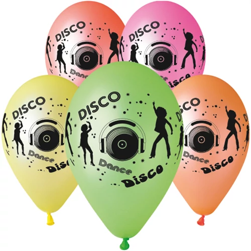 30 cm-es disco neon gumi léggömb - 10 db / csomag