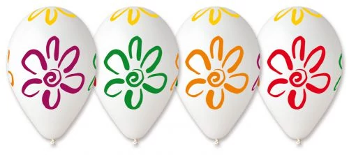 30 cm-es nagy virág mintás gumi léggömb - 10 db / csomag