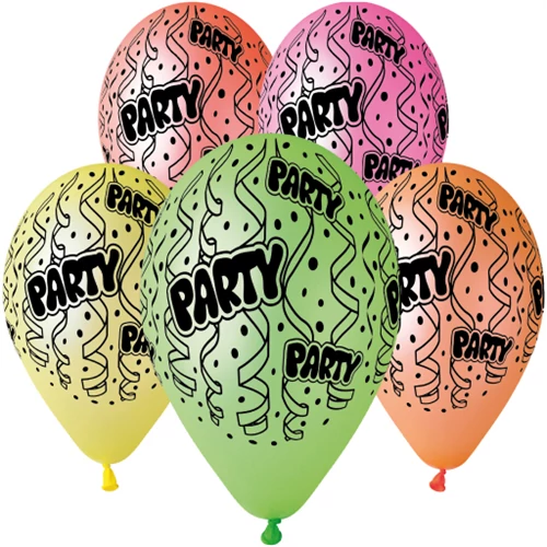 30 cm-es szerpentines party neon gumi léggömb - 10 db / csomag