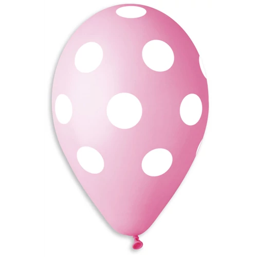 30 cm-es teli pöttyös pink gumi léggömb - 10 db / csomag