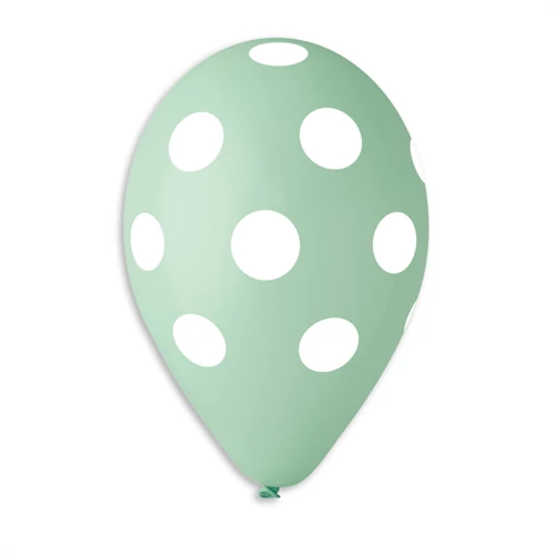 30 cm-es teli pöttyös aquamarine gumi léggömb - 10 db / csomag