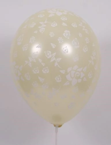 33 cm-es metál ivory rózsás gumi léggömb 20 db/cs.