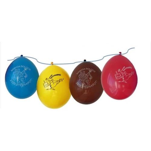 33 cm-es Boldog Születésnapot gumi léggömb, lógatható 10 db/cs