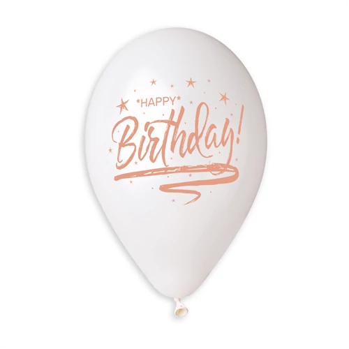 33 cm-es metál fehér HB printelt gumi léggömb 10 db/cs.