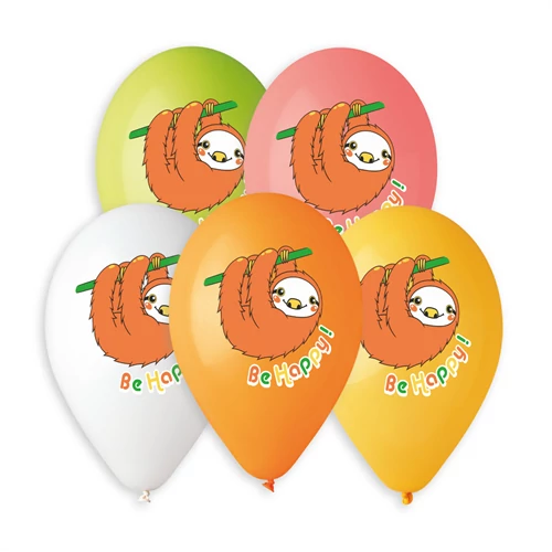 33 cm-es Lajhár printelt gumi léggömb, 10 db