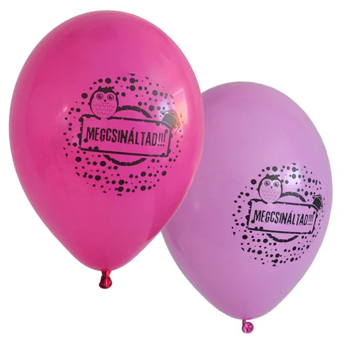 33 cm-es Megcsináltad! gumi léggömb ballagásra pink-magenta színben - 10 db / csomag