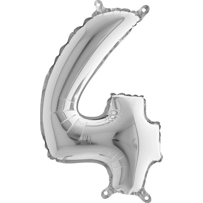 MiniShape - ezüst színű 4-es szám fólia lufi
