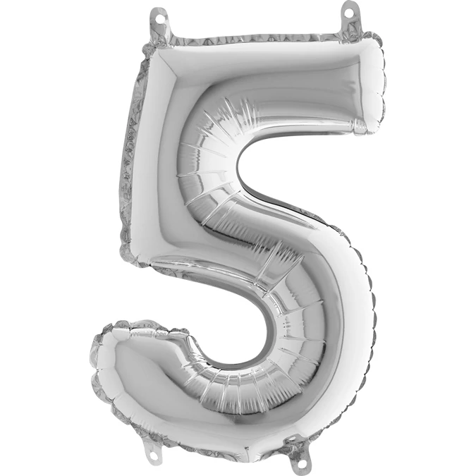 MiniShape - ezüst színű 5-ös szám fólia lufi