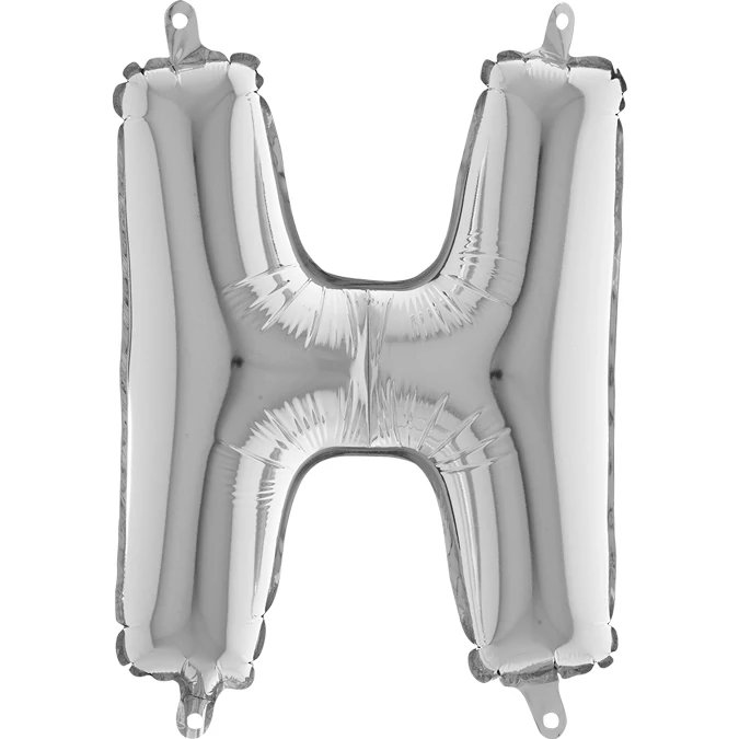MiniShape - ezüst színű H betű fólia lufi