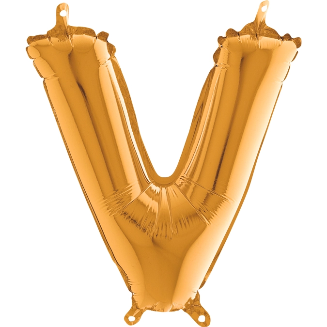 MiniShape - arany színű V betű fólia lufi