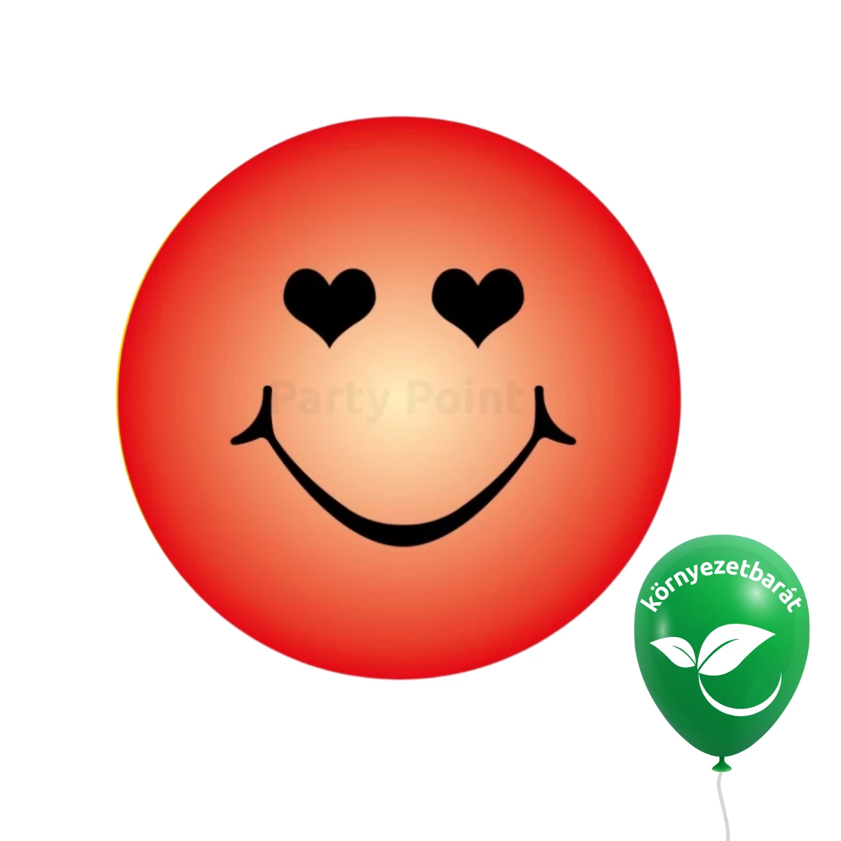 Gemar 13 cm Szerelmes Smiley  piros / Smile #178-02 printelt latex lufi – 100 db/csomag