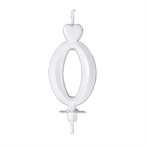Fehér 0-s számgyertya - 7 cm