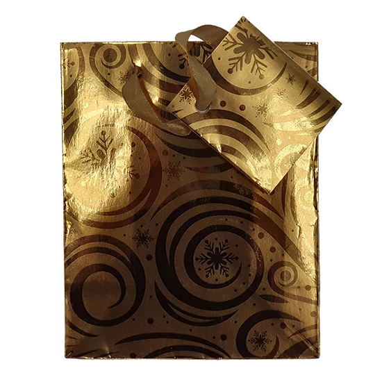 Arany hópihe mintás ajándéktasak - 14 cm x 11 cm