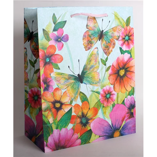 Dísztasak virágok + 2 lepke 33 x 26 cm