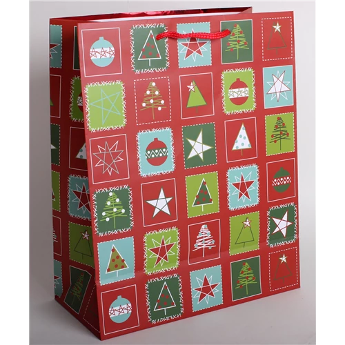 Dísztasak piros-zöld artffa 23 x 18 cm