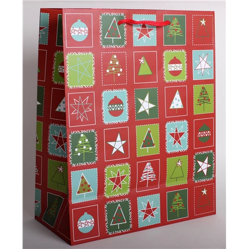 Dísztasak piros-zöld artffa 33 x 26 cm