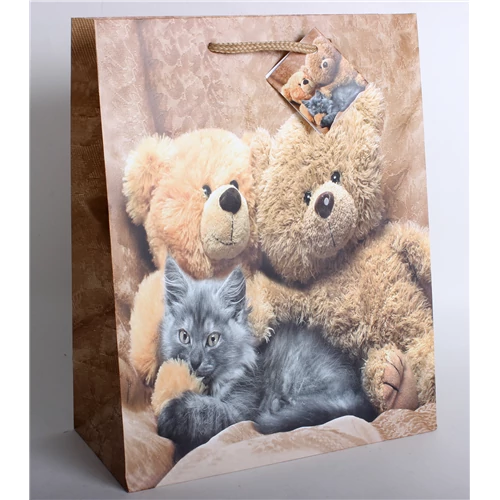 Dísztasak plüssmaci + cica 33 x 26 cm