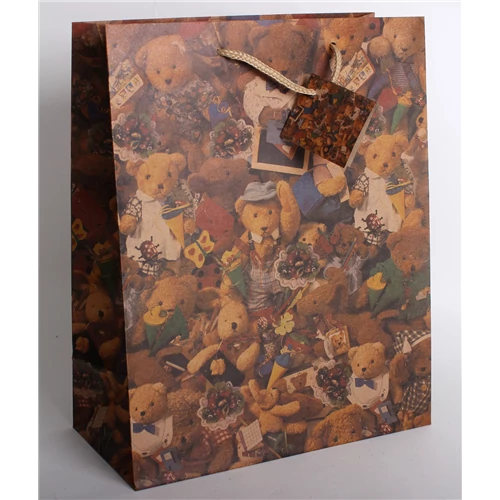 Dísztasak kraft játék macik 33 x 26 cm