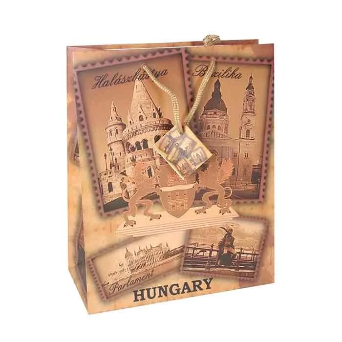Ajándéktasak - Budapest mintás, 23 cm x 18 cm