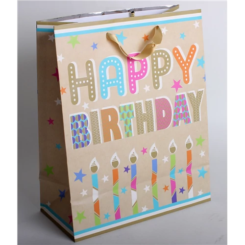 Dísztasak Happy Birthday gyertyás 33 x 26 cm