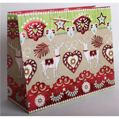 Dísztasak piros-barna rénszarvas 33 x 26 cm