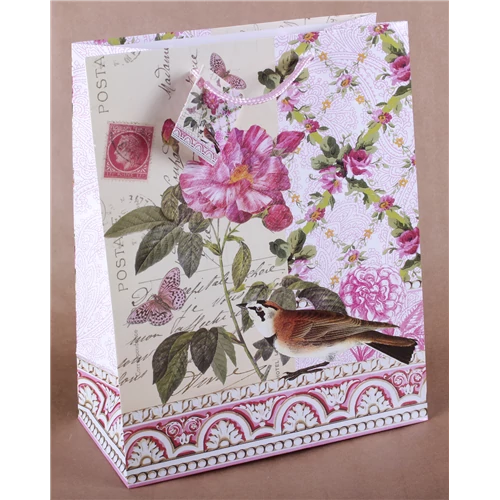 Dísztasak rsz.rózsa+madár 14 x 11 cm