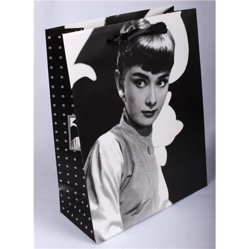 Ajándéktasak - Audrey Hepburn mintás, 23 x 18 cm