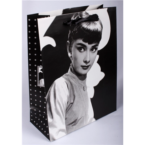 Ajándéktasak - Audrey Hepburn mintás, 32 x 25 cm