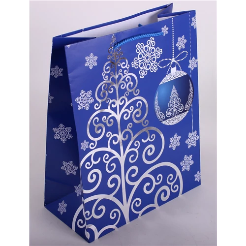 Dísztasak kék/fehér mintás 33x26 cm